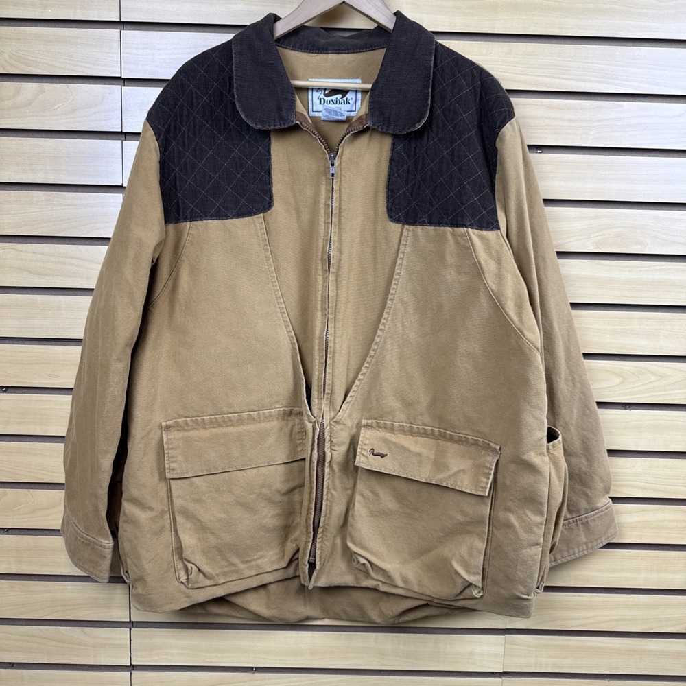 DUXBAK Vintage Men's Jacket Outdoor Corduroy Trim Dove Hunting Pockets XL Reg